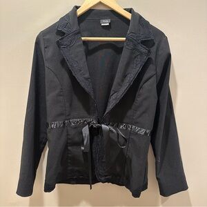 Black Lace Detailed Blazer